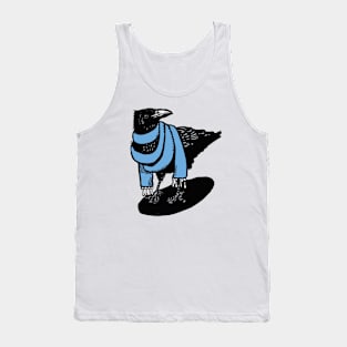 Big Blue Scarfed Crow Tank Top